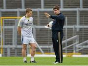 15 September 2014; Kerry manager Eamonn Fitzmaurice in conversation with Peter Crowley during a squad training and press day ahead of the All-Ireland Senior Football Final. Fitzgerald Stadium, Killarney, Co. Kerry. Picture credit: Brendan Moran / SPORTSFILE