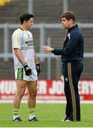 15 September 2014; Kerry manager Eamonn Fitzmaurice in conversation with Aidan O'Mahony during a squad training and press day ahead of the All-Ireland Senior Football Final. Fitzgerald Stadium, Killarney, Co. Kerry. Picture credit: Brendan Moran / SPORTSFILE