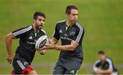 15 September 2014; Munster's Andrew Smith, supported by team-mate Conor Murray, in action during squad training ahead of their side's Guinness PRO12, Round 3, match against Zebre on Friday. Munster Rugby Squad Training, University of Limerick, Limerick. Picture credit: Diarmuid Greene / SPORTSFILE