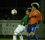 7 February 2007; Donal McDermott, Republic of Ireland, in action against Barry Maguire, Holland. Under 18's International, Republic of Ireland v Holland, Richmond Park, Dublin. Picture Credit: Pat Murphy / SPORTSFILE