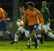 7 February 2007; Nick Kupier, Holland, in action against Michael Noone, Republic of Ireland. Under 18's International, Republic of Ireland v Holland, Richmond Park, Dublin. Picture Credit: Pat Murphy / SPORTSFILE