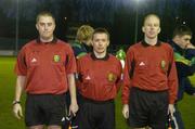 7 February 2007; Referee Derek Tomney with his linesmen Andrew Maher, right, Robert Daly. Under 18's International, Republic of Ireland v Holland, Richmond Park, Dublin. Picture Credit: Pat Murphy / SPORTSFILE