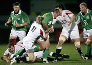 9 February 2007; Peter Bracken, Ireland A, is tackled by David Strettle, England Saxons. A International, Ireland A v England Saxons, Ravenhill Park, Belfast, Co. Antrim. Picture Credit: Oliver McVeigh / SPORTSFILE