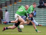 10 February 2007; James Ryan and Thomas Cahill, Limerick, in action against Ross McConnell, Dublin. Allianz National Football League, Division 1A, Round 2, Limerick v Dublin, Gaelic Grounds, Limerick. Picture Credit: Kieran Clancy / SPORTSFILE