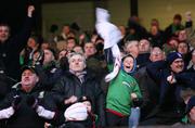 10 February 2007; Glentoran fans celebrate after their team managed a draw against Portadown. Irish Cup, Glentoran v Portadown, The Oval, Belfast, Co. Antrim. Picture Credit: Russell Pritchard / SPORTSFILE