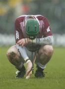 11 February 2007; Donal McNaughton, Cushendall, shows his disapointment after the game. AIB All-Ireland Senior Club Hurling Championship Semi-Final, Loughrea v Cushendall, Cusack Park, Mullingar, Co. Westmeath. Picture Credit: Pat Murphy / SPORTSFILE