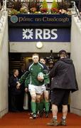 11 February 2007; Ireland captain Paul O'Connell leads his side out before the game. RBS Six Nations Rugby Championship, Ireland v France, Croke Park, Dublin. Picture Credit: Brendan Moran / SPORTSFILE