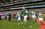 11 February 2007; Ireland captain Paul O'Connell leads his side out before the game. RBS Six Nations Rugby Championship, Ireland v France, Croke Park, Dublin. Picture Credit: Brendan Moran / SPORTSFILE