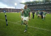 11 February 2007; A dejected Ireland captain Paul O'Connell leaves the field after the final whistle. RBS Six Nations Rugby Championship, Ireland v France, Croke Park, Dublin. Picture Credit: Brendan Moran / SPORTSFILE