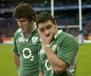 11 February 2007; Dejected Ireland players David Wallace, right, and Shane Horgan at the end of the game. RBS Six Nations Rugby Championship, Ireland v France, Croke Park, Dublin. Picture Credit: David Maher / SPORTSFILE