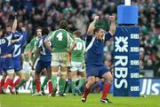 11 February 2007; Sylvain Marconnet, France, celebrates after his side scored their last minute game winning try against Ireland. RBS Six Nations Rugby Championship, Ireland v France, Croke Park, Dublin. Picture Credit: Brendan Moran / SPORTSFILE