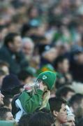 11 February 2007; A young Ireland supporter checks the score board during the closing stages of the game. RBS Six Nations Rugby Championship, Ireland v France, Croke Park, Dublin. Picture Credit: David Maher / SPORTSFILE