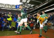 11 February 2007; Ireland captain Paul O'Connell leads his side out before the game. RBS Six Nations Rugby Championship, Ireland v France, Croke Park, Dublin. Picture Credit: Matt Browne / SPORTSFILE