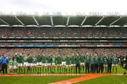 11 February 2007; The Irish team lineup for the National Anthem before the game. RBS Six Nations Rugby Championship, Ireland v France, Croke Park, Dublin. Picture Credit: Matt Browne / SPORTSFILE