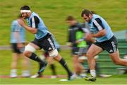 15 September 2014; Munster's Billy Holland, left, and James Cronin in a speed session during squad training ahead of their side's Guinness PRO12, Round 3, match against Zebre on Friday. Munster Rugby Squad Training, University of Limerick, Limerick. Picture credit: Diarmuid Greene / SPORTSFILE