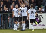 15 September 2014; Patrick Hoban, left, Dundalk, celebrates after scoring his side's first goal with team-mates Sean Gannon and Dane Massey. FAI Ford Cup Quarter-Final Replay, Dundalk v Shamrock Rovers. Oriel Park, Dundalk, Co. Louth. Photo by Sportsfile