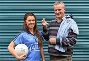 16 September 2014; Dublin ladies footballer Leah Caffrey and her dad John, who was part of the 1983 All-Ireland winning Dublin men’s team were at Parnell Park today to mark the launch of AIG’s free Dublin jersey promotion. AIG is rewarding customers who take out a new car or home insurance policy from www.aig.ie or 1890 27 27 27 with a free kids’ Dublin jersey, or €40 off an adults’ Dublin jersey. Vouchers should be redeemed on the O’Neill’s website: http://www.oneills.com/aig.html. Photo by Sportsfile