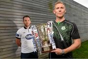 16 September 2014: Shamrock Rovers' Conor Kenna, and Dundalk's Mark Rossiter, during a media day ahead of their EA Sports Cup Final on Saturday. FAI Headquarters, Abbotstown, Dublin. Picture credit: David Maher / SPORTSFILE
