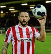 16 September 2014; Rory Patterson, Derry City, with the match ball after scoring a hat-trick during the game. FAI Ford Cup, Quarter-Final replay, Derry City v Drogheda United, Brandywell, Derry. Picture credit: Oliver McVeigh / SPORTSFILE