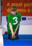 17 September 2014; Team Ireland's Audrey Kavanagh, from Leixlip, Co.Kildare, and a member of Leixlip Special Olympics Club, competing in the first match of the Bocce singles event at the Antwerp Expo. 2014 Special Olympics European Games, Antwerp, Belgium. Picture credit: Ray McManus / SPORTSFILE