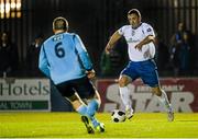 17 September 2014; Kevin McHugh, Finn Harps, in action against David Spratt, Avondale United, on his way to setting up his sides second goal. FAI Ford Cup Quarter-Final Replay, Finn Harps v Avondale United. Finn Park, Ballybofey, Co. Donegal. Picture credit: Oliver McVeigh / SPORTSFILE