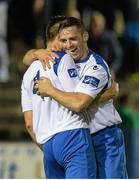 17 September 2014; Kevin McHugh, right, Finn Harps, celebrates with Keith Cowan after scoring his side's third goal. FAI Ford Cup Quarter-Final Replay, Finn Harps v Avondale United. Finn Park, Ballybofey, Co. Donegal. Picture credit: Oliver McVeigh / SPORTSFILE