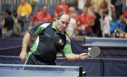 17 September 2014; Team Ireland's Paul Carrol, from Dunleer, Co. Louth, competing in the singles event of the table tennis at the Antwerp Expo. Paul defeated Louis Poulin, of Belgium, 11-8 and 11-5 in his opening game. 2014 Special Olympics European Games, Antwerp, Belgium. Picture credit: Ray McManus / SPORTSFILE
