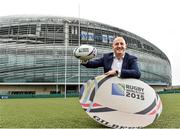 18 September 2014; With just 365 days until the opening ceremony of the 2015 Rugby World Cup, TV3, the official Irish broadcast partner to the Rugby World Cup, today announced that former Ireland captain Keith Wood will join its panel of experts for coverage of the tournament in 2015. Keith played 58 times for Ireland, scoring 15 tries, a record for a hooker. He also represented the British and Irish Lions and was named as ‘World Player of the Year’ in 2001. Keith is the first panellist to be confirmed by TV3 and will join presenter Matt Cooper for extensive coverage of the tournament, which starts on 18th September 2015. TV3 will make a number of announcements around its coverage of the IRB Rugby World Cup 2015, in the coming months. Pictured is former Ireland captain Keith Wood. Lansdowne Rugby Club, Lansdowne Road, Dublin. Picture credit: Matt Browne / SPORTSFILE