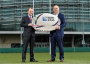 18 September 2014; With just 365 days until the opening ceremony of the 2015 Rugby World Cup, TV3, the official Irish broadcast partner to the Rugby World Cup, today announced that former Ireland captain Keith Wood will join its panel of experts for coverage of the tournament in 2015. Keith played 58 times for Ireland, scoring 15 tries, a record for a hooker. He also represented the British and Irish Lions and was named as ‘World Player of the Year’ in 2001. Keith is the first panellist to be confirmed by TV3 and will join presenter Matt Cooper for extensive coverage of the tournament, which starts on 18th September 2015. TV3 will make a number of announcements around its coverage of the IRB Rugby World Cup 2015, in the coming months. Pictured are Niall Cogley, TV3 Director of Broadcasting and Keith Wood. Lansdowne Rugby Club, Lansdowne Road, Dublin. Picture credit: Matt Browne / SPORTSFILE