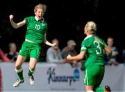 18 September 2014; Republic of Ireland's, Megan Connolly celebrates after scoring against Sweden. UEFA Women's Under 19 Championships Qualifying Round, Group 6, Republic of Ireland v Sweden. Staffanstorp, Sweden. Picture credit: Nils Jakobsson / SPORTSFILE