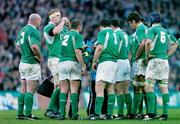 11 February 2007; The Irish team take in refreshments during a break in play. RBS Six Nations Rugby Championship, Ireland v France, Croke Park, Dublin. Picture Credit: Brendan Moran / SPORTSFILE