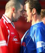 17 February 2007; Gary Kennedy, Cliftonville, goes head to head with Rory Hamill, Dungannon Swifts. Carnegie Premier League, Cliftonville v Dungannon Swifts, Solitude, Belfast, Co. Antrim. Picture credit: Russell Pritchard / SPORTSFILE