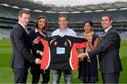 18 September 2014; First Derivatives plc (FD) today announced details of their gold sponsorship of the Fexco Asian Gaelic Games 2014. Pictured at the launch are, from left: Justin McNulty, Financial Engineer, First Derivatives plc; Louise Campbell, Global Marketing Executive, First Derivatives plc; Kieran McGeeney, Armagh Senior Football Manager; Emily Ward, Secretary Asian Gaelic Games Board; and Shane Mulholland HR and Training Manager, First Derivatives plc. Croke Park, Dublin. Picture credit: Pat Murphy / SPORTSFILE