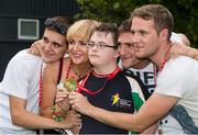18 September 2014; Team Ireland's Conor Dwyer, from Birr, and a member of Camcor Warriors Special Olympics Club, Co Offaly, with his mother Suzanne and his brothers Stephen, Rory and David. Conor won a Gold Medal swimming at the Wezenberg Olympic swimming pool. 2014 Special Olympics European Games, Antwerp, Belgium. Picture credit: Ray McManus / SPORTSFILE