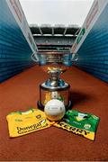 18 September 2014; The Sam Maguire Cup with Donegal and Kerry jerseys ahead of the GAA Football All Ireland Senior Championship Final between Donegal and Kerry on Sunday. Croke Park, Dublin. Picture credit: Brendan Moran / SPORTSFILE