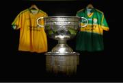 18 September 2014; The Sam Maguire Cup with Kerry and Donegal jerseys ahead of the GAA Football All Ireland Senior Championship Final between Kerry and Donegal on Sunday. Croke Park, Dublin. Picture credit: Ramsey Cardy / SPORTSFILE