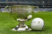 18 September 2014; The Sam Maguire Cup with the match ball ahead of the GAA Football All Ireland Senior Championship Final between Kerry and Donegal on Sunday. Croke Park, Dublin. Picture credit: Brendan Moran / SPORTSFILE