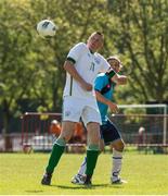 19 September 2014; Team Ireland's Wayne O'Callaghan, Vicarstown, Co Cork, and a member of Ballincollig Special Olympics Club, in action against Yogev Pearl of Israel in the final of the seven a side competition at the Het Rooi Sports Centre in Antwerp. 2014 Special Olympics European Games, Antwerp, Belgium. Picture credit: Ray McManus / SPORTSFILE