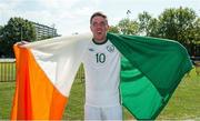 19 September 2014; Team Ireland's Conor Crowley, from Ballincollig, Co Cork, and a member of Ballincollig Special Olympics Club, celebrates scoring a goal in Ireland's 4-0 win over Israel in the final of the seven a side competition at the Het Rooi Sports Centre in Antwerp. 2014 Special Olympics European Games, Antwerp, Belgium. Picture credit: Ray McManus / SPORTSFILE