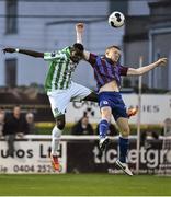 19 September 2014; Sean Hoare, St Patrick's Athletic, in action against Ismahil Akinade, Bray Wanderers. SSE Airtricity League Premier Division, Bray Wanderers v St Patrick's Athletic. Carlisle Grounds, Bray, Co. Wicklow. Picture credit: David Maher / SPORTSFILE