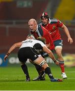 19 September 2014; Paul O'Connell, Munster, supported by team-mate Tommy O'Donnell, in action against Filippo Cristiano, Zebre. Guinness PRO12, Round 3,  Munster v Zebre. Thomond Park, Limerick. Picture credit: Diarmuid Greene / SPORTSFILE