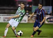 19 September 2014; Adam Hanlon, Bray Wanderers, in action against Conan Byrne, St Patrick's Athletic. SSE Airtricity League Premier Division, Bray Wanderers v St Patrick's Athletic. Carlisle Grounds, Bray, Co. Wicklow. Picture credit: David Maher / SPORTSFILE