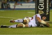 19 September 2014; Ulster's Dan Tuohy goes over to score his side's first try. Guinness PRO12, Round 3, Cardiff Blues v Ulster. BT Sport Cardiff Arms Park, Cardiff, Wales. Picture credit: Ian Cook / SPORTSFILE
