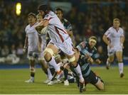 19 September 2014; Dan Tuohy, Ulster, on his way to scoring his side's first try. Guinness PRO12, Round 3, Cardiff Blues v Ulster. BT Sport Cardiff Arms Park, Cardiff, Wales. Picture credit: Ian Cook / SPORTSFILE