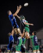 19 September 2014; Devin Toner, Leinster, takes possession in a lineout ahead of Aly Muldowney, Connacht. Guinness PRO12, Connacht v Leinster, Round 3. The Sportsground, Galway. Picture credit: Stephen McCarthy / SPORTSFILE