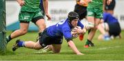 20 September 2014; Aiden McDonald, Leinster, goes over for his side's first try. Under 18 Club Interprovincial, Leinster v Connacht. Naas RFC, Naas, Co. Kildare. Picture credit: Stephen McCarthy / SPORTSFILE