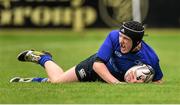 20 September 2014; Aiden McDonald, Leinster, goes over for his side's second try. Under 18 Club Interprovincial, Leinster v Connacht. Naas RFC, Naas, Co. Kildare. Picture credit: Stephen McCarthy / SPORTSFILE