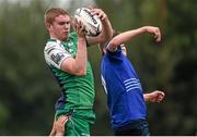20 September 2014; Cillian Gallagher, Connacht, takes possession in a lineout ahead of Sean Masterson, Leinster. Under 18 Club Interprovincial, Leinster v Connacht. Naas RFC, Naas, Co. Kildare. Picture credit: Stephen McCarthy / SPORTSFILE