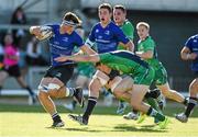 20 September 2014; Conor Oliver, Leinster, is tackled by Oisin Leahy, Connacht, before going on to score his side's sixth try. Under 20 Interprovincial, Connacht v Leinster. The Sportsground, Galway. Picture credit: Diarmuid Greene / SPORTSFILE