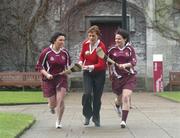 12 February 2007; At a photocall for the Ashbourne Cup are, from left, Claire McMahon, Clare, NUI Galway, Neasa O'Donnell, President of CCIA and Denise Twomey, Cork, NUI Galway. National University of Ireland, Galway, University Road, Co. Galway. Picture credit: Ray Ryan / SPORTSFILE